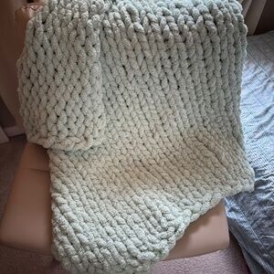 Chunky Fluffy and Soft Hand Knit Chenille Blanket